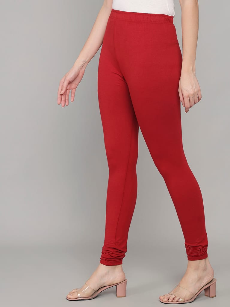 SOFT COLORS Women's Skinny Fit Ethnic Wear Churidar Leggings (Maroon)