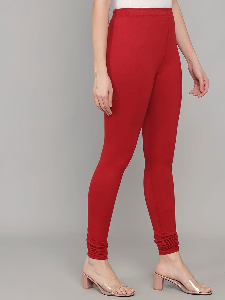 SOFT COLORS Women's Skinny Fit Ethnic Wear Churidar Leggings (Maroon)