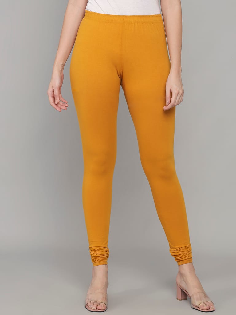 SOFT COLORS Women's Skinny Fit Ethnic Wear Churidar Leggings (Mustard)