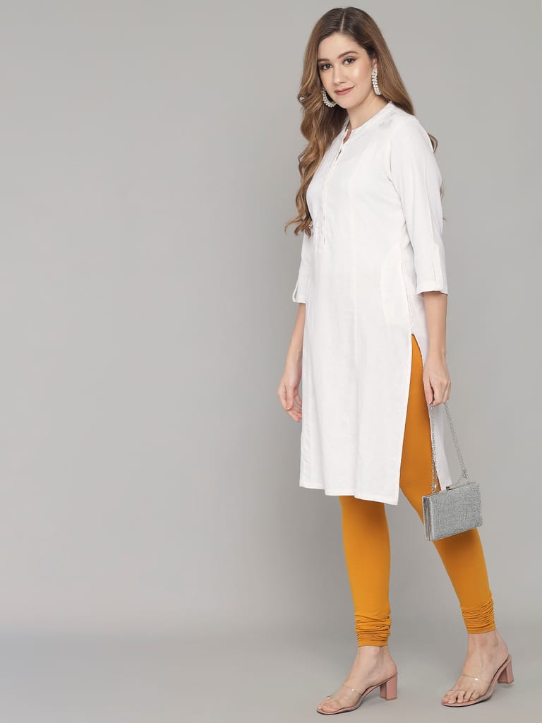 SOFT COLORS Women's Skinny Fit Ethnic Wear Churidar Leggings (Mustard)