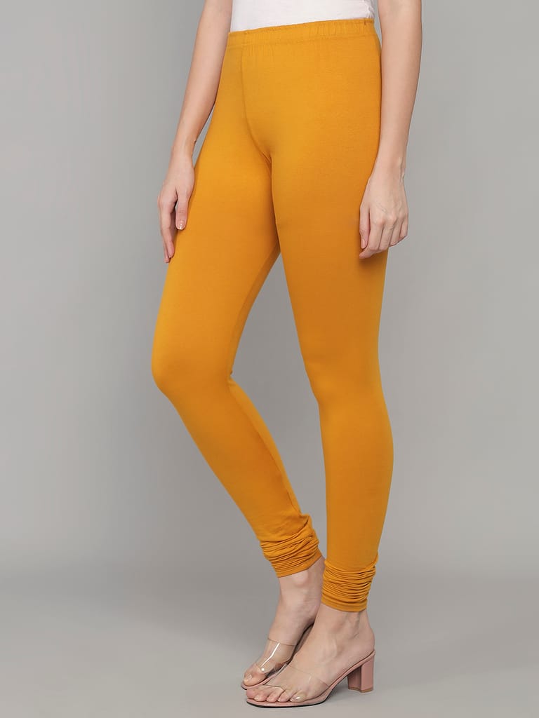 SOFT COLORS Women's Skinny Fit Ethnic Wear Churidar Leggings (Mustard)