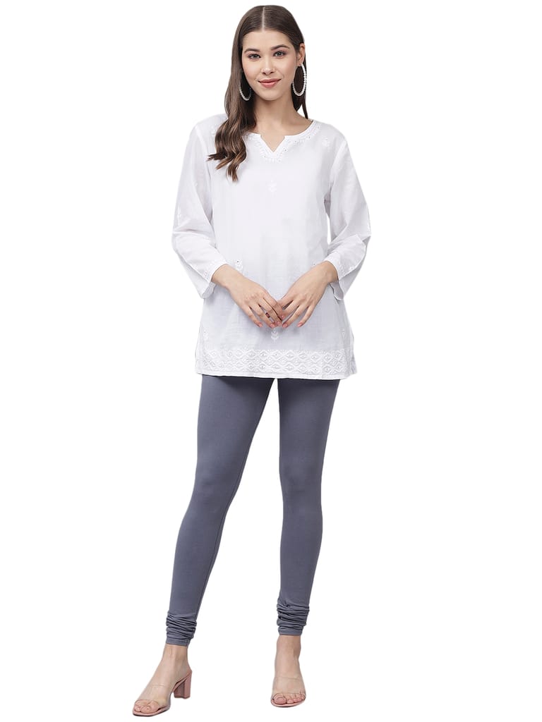 SOFT COLORS Women's Skinny Fit Ethnic Wear Churidar Leggings (Steel Grey)