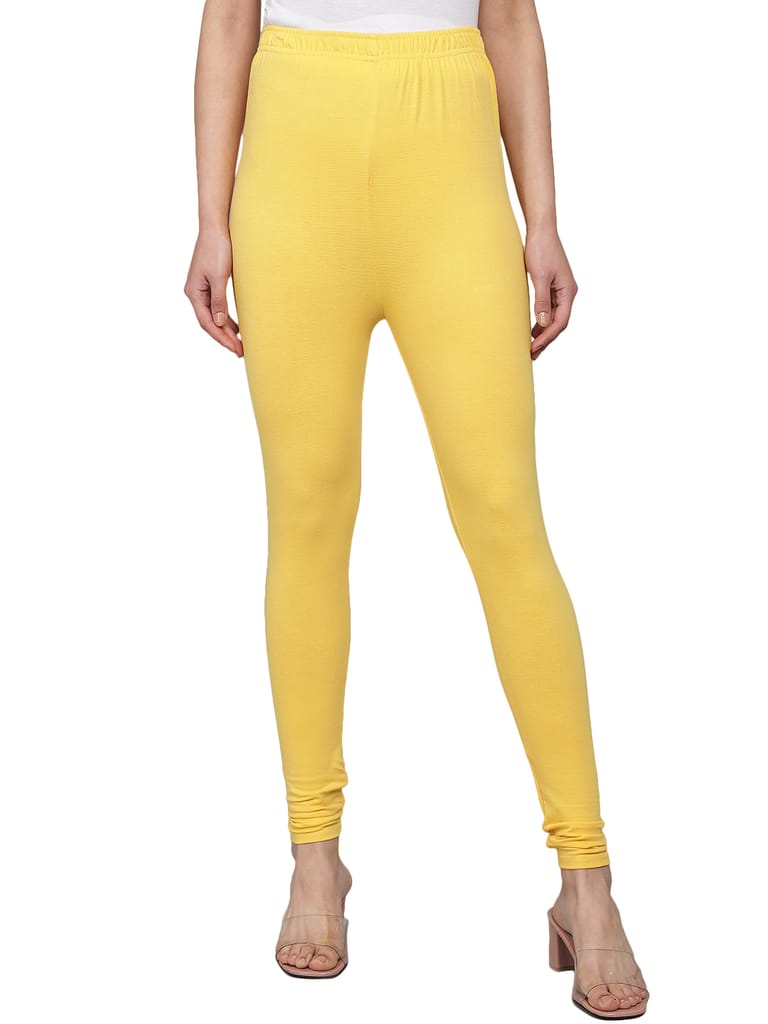 SOFT COLORS Women's Skinny Fit Ethnic Wear Churidar Leggings (Mango Yellow)