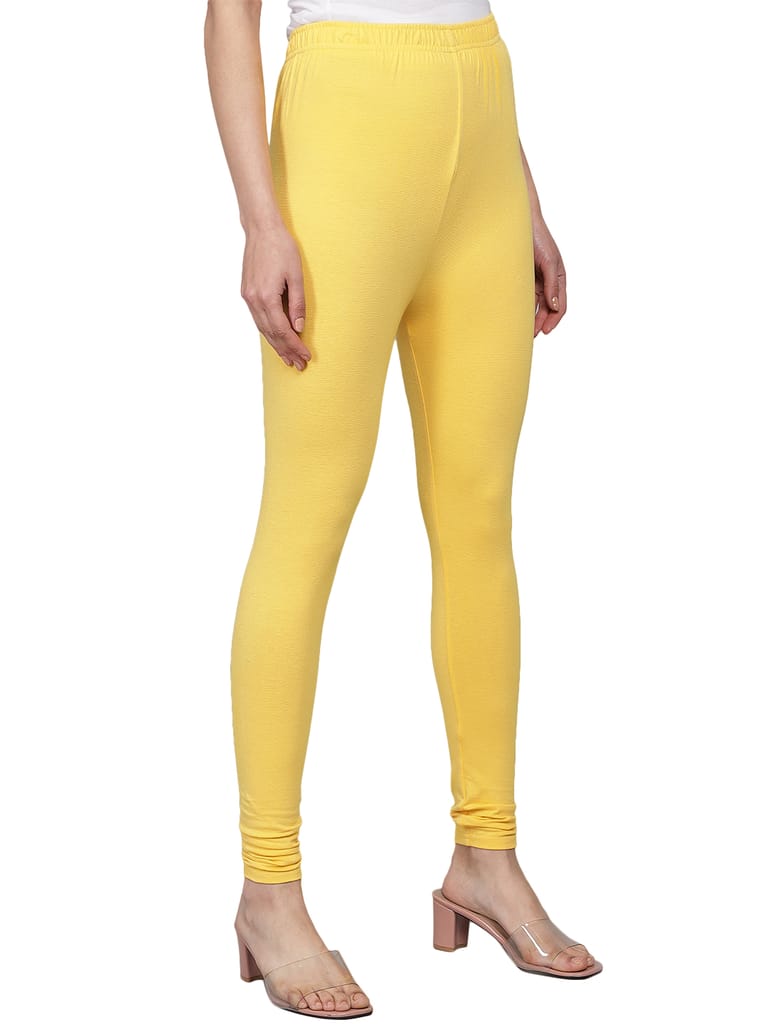 SOFT COLORS Women's Skinny Fit Ethnic Wear Churidar Leggings (Mango Yellow)