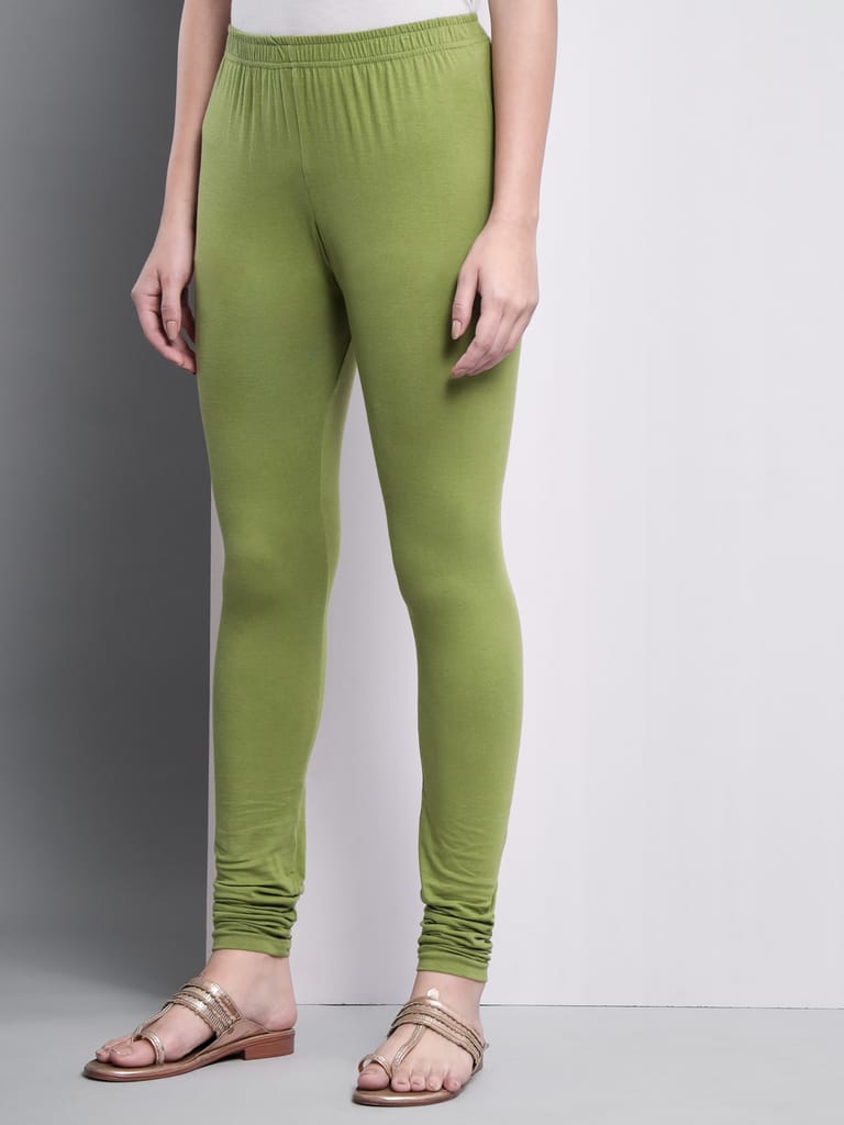 SOFT COLORS Women's Skinny Fit Ethnic Wear Churidar Leggings (Mehndi)