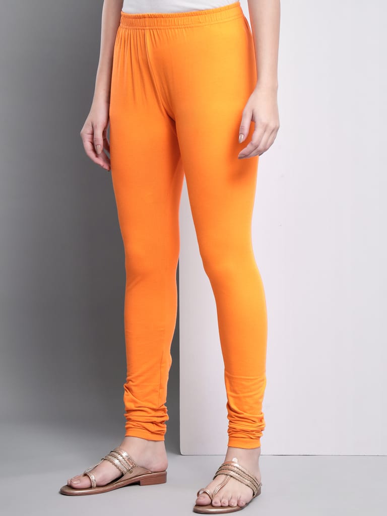 SOFT COLORS Women's Skinny Fit Ethnic Wear Churidar Leggings (Orange)