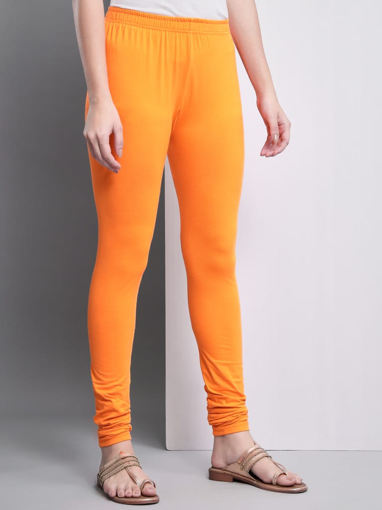SOFT COLORS Women's Skinny Fit Ethnic Wear Churidar Leggings (Orange)