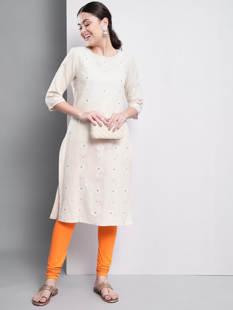 SOFT COLORS Women's Skinny Fit Ethnic Wear Churidar Leggings (Orange)