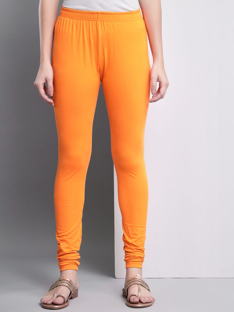 SOFT COLORS Women's Skinny Fit Ethnic Wear Churidar Leggings (Orange)