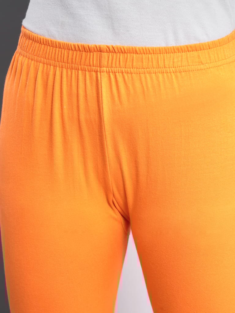 SOFT COLORS Women's Skinny Fit Ethnic Wear Churidar Leggings (Orange)