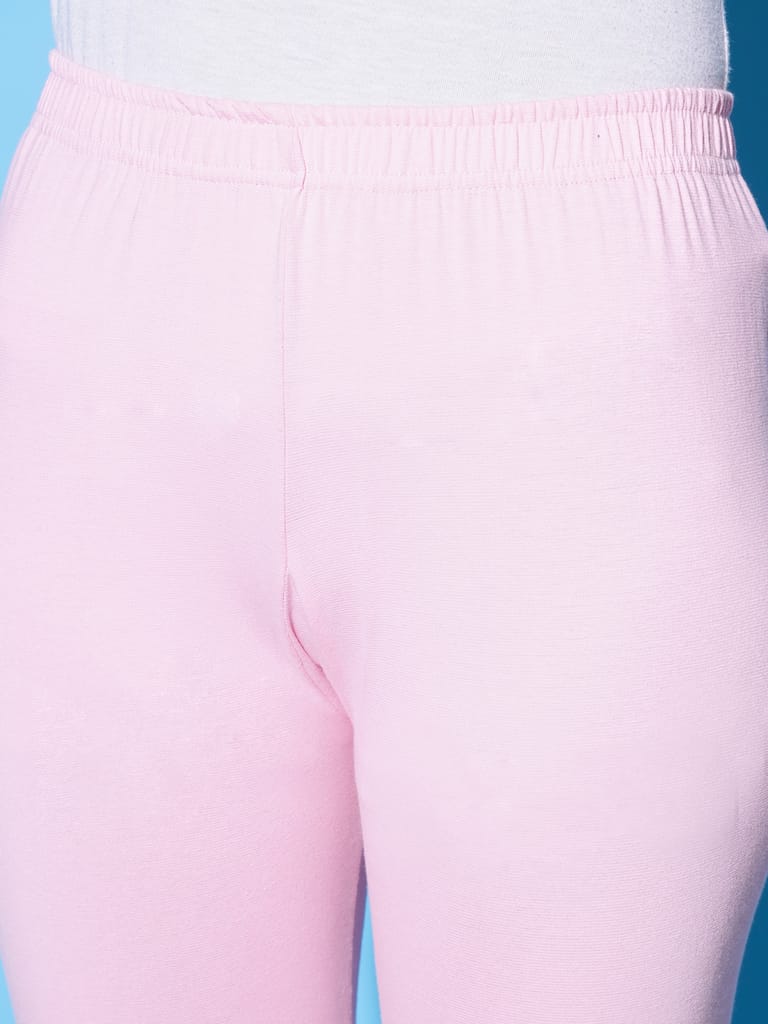 SOFT COLORS Women's Skinny Fit Ethnic Wear Churidar Leggings (Baby Pink)