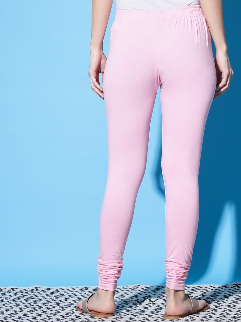 SOFT COLORS Women's Skinny Fit Ethnic Wear Churidar Leggings (Baby Pink)