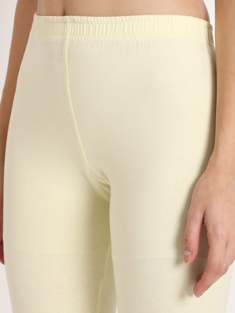 SOFT COLORS Women's Skinny Fit Ethnic Wear Churidar Leggings (Cream)