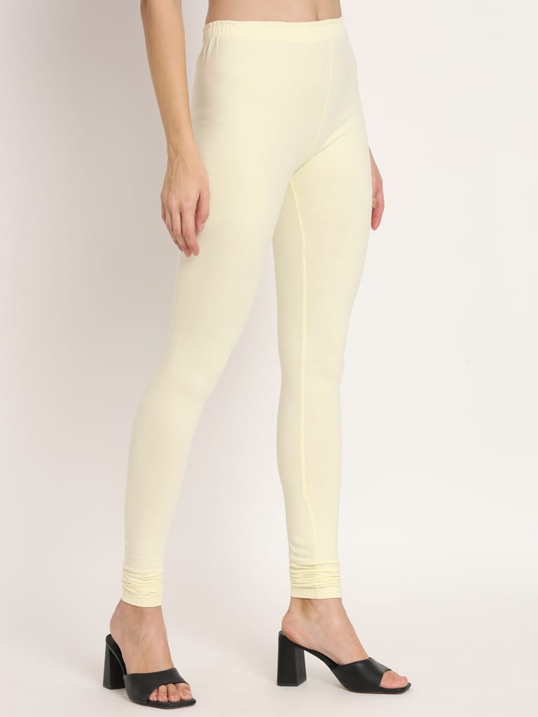 SOFT COLORS Women's Skinny Fit Ethnic Wear Churidar Leggings (Cream)
