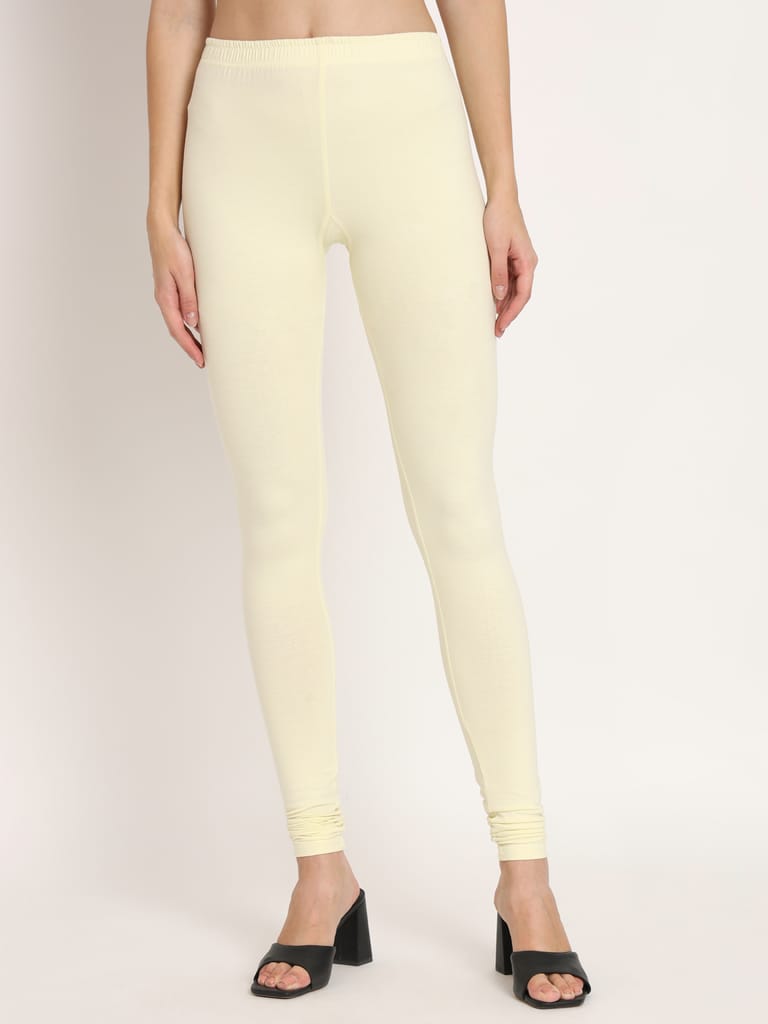 SOFT COLORS Women's Skinny Fit Ethnic Wear Churidar Leggings (Cream)