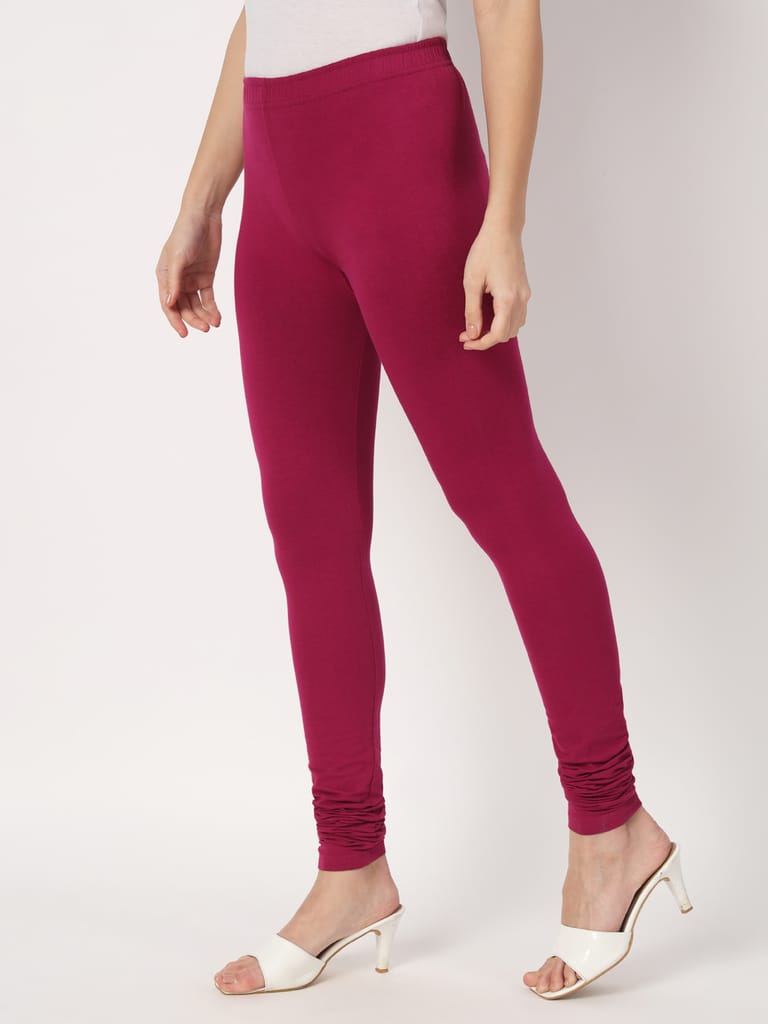 SOFT COLORS Women's Skinny Fit Ethnic Wear Churidar Leggings (Dark Purple)