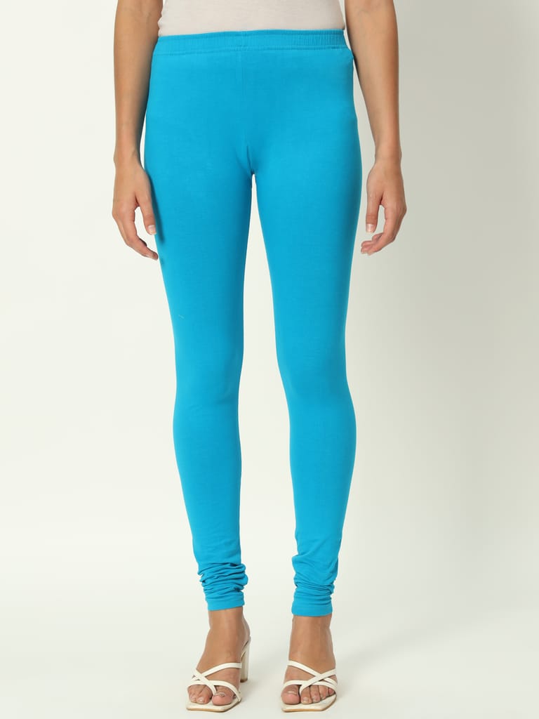 SOFT COLORS Women's Skinny Fit Ethnic Wear Churidar Leggings (Firozi)