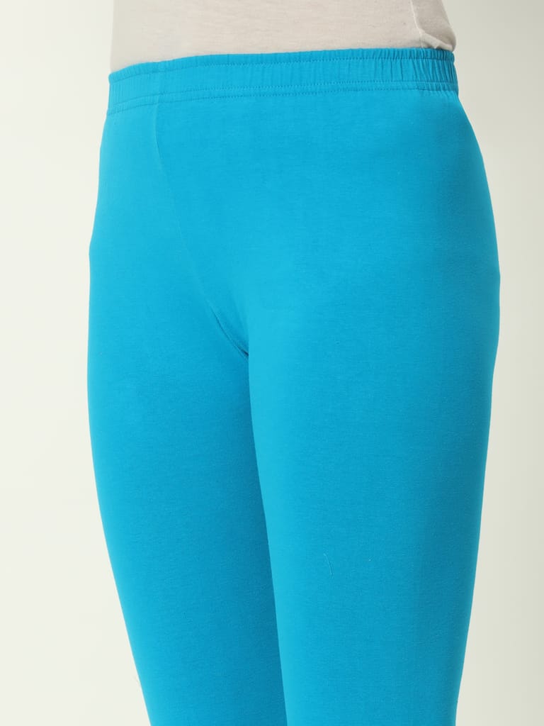 SOFT COLORS Women's Skinny Fit Ethnic Wear Churidar Leggings (Firozi)