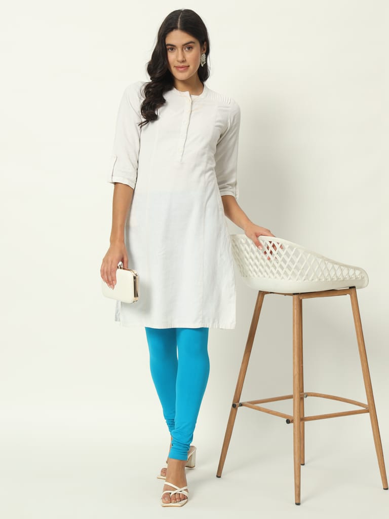 SOFT COLORS Women's Skinny Fit Ethnic Wear Churidar Leggings (Firozi)