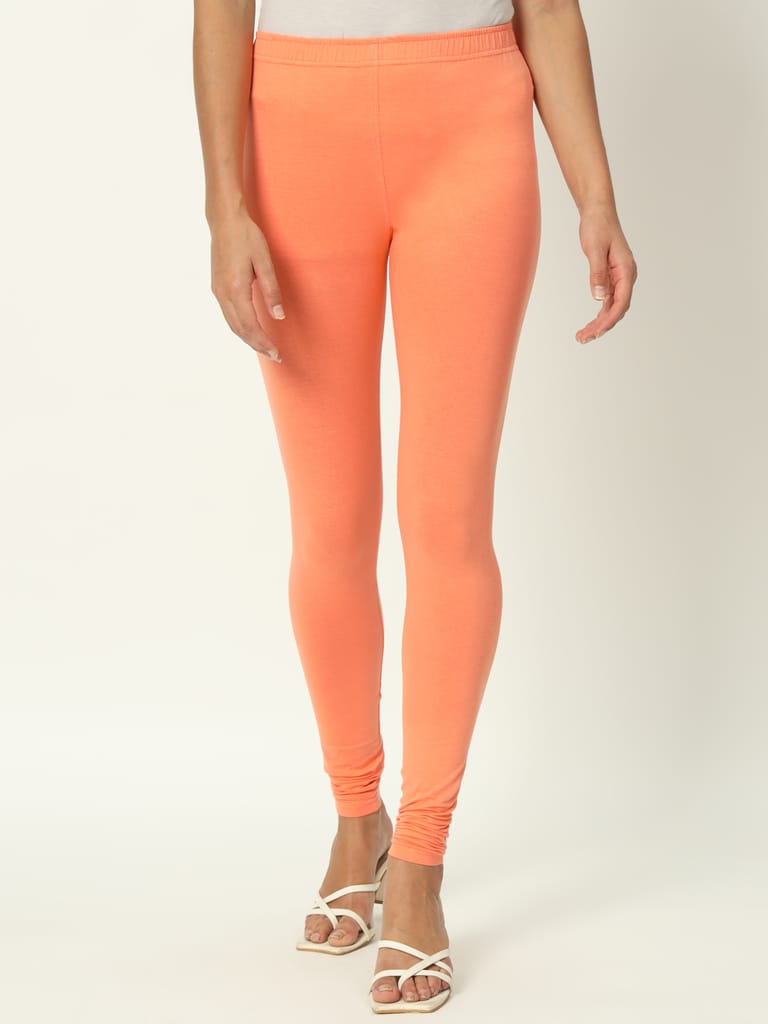 SOFT COLORS Women's Skinny Fit Ethnic Wear Churidar Leggings (Peach)
