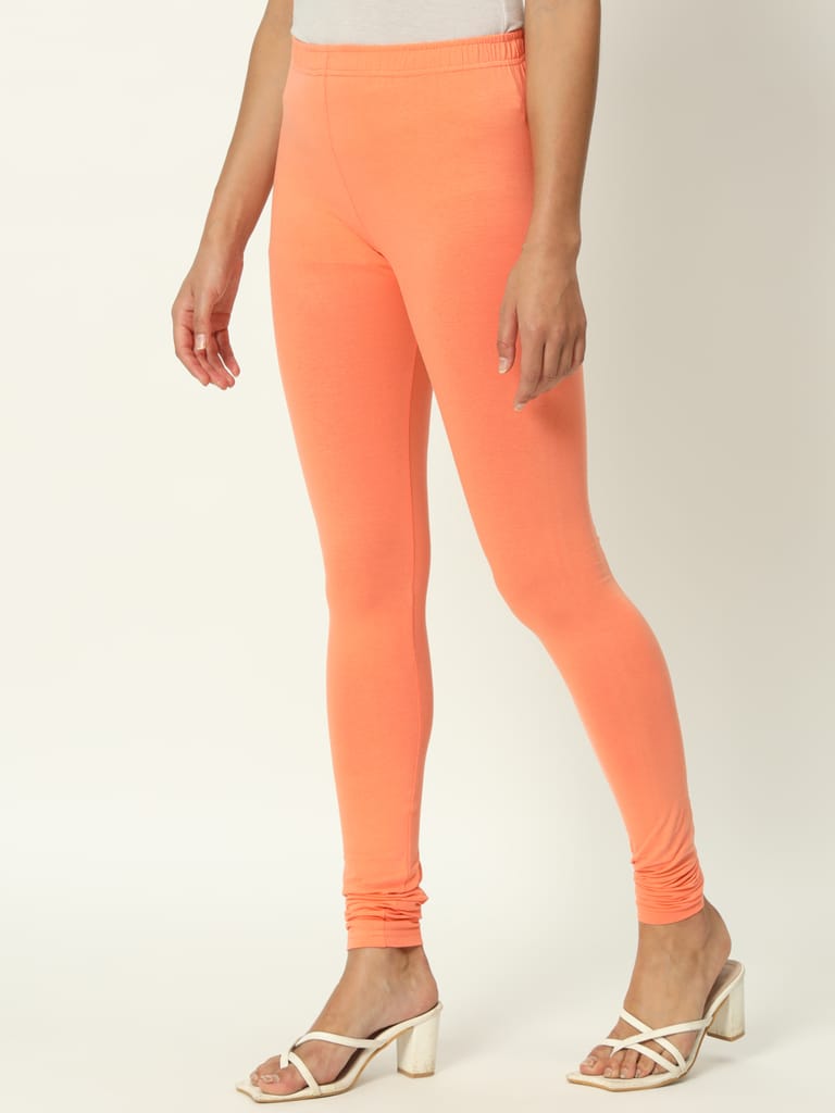 SOFT COLORS Women's Skinny Fit Ethnic Wear Churidar Leggings (Peach)