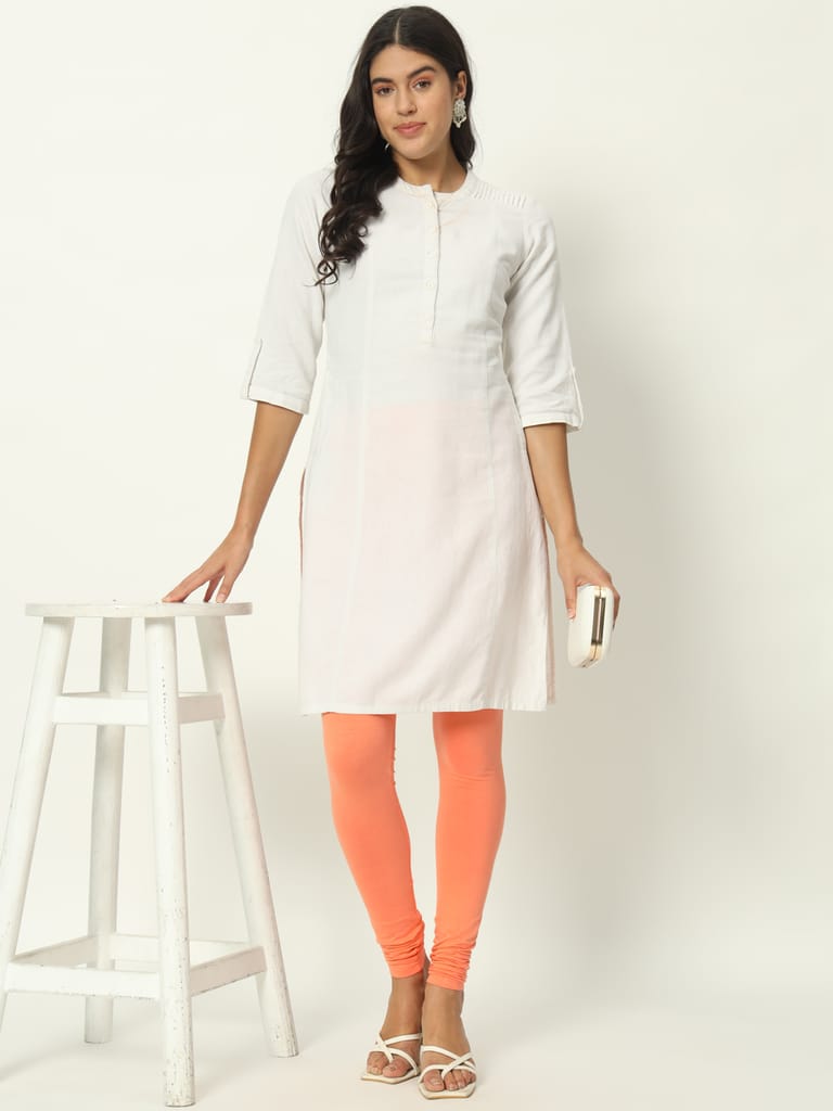 SOFT COLORS Women's Skinny Fit Ethnic Wear Churidar Leggings (Peach)