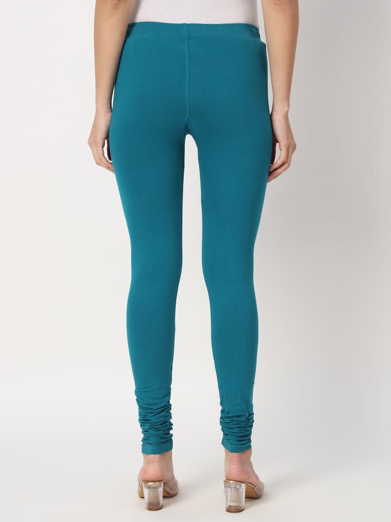 SOFT COLORS Women's Skinny Fit Ethnic Wear Churidar Leggings (Sea Blue)