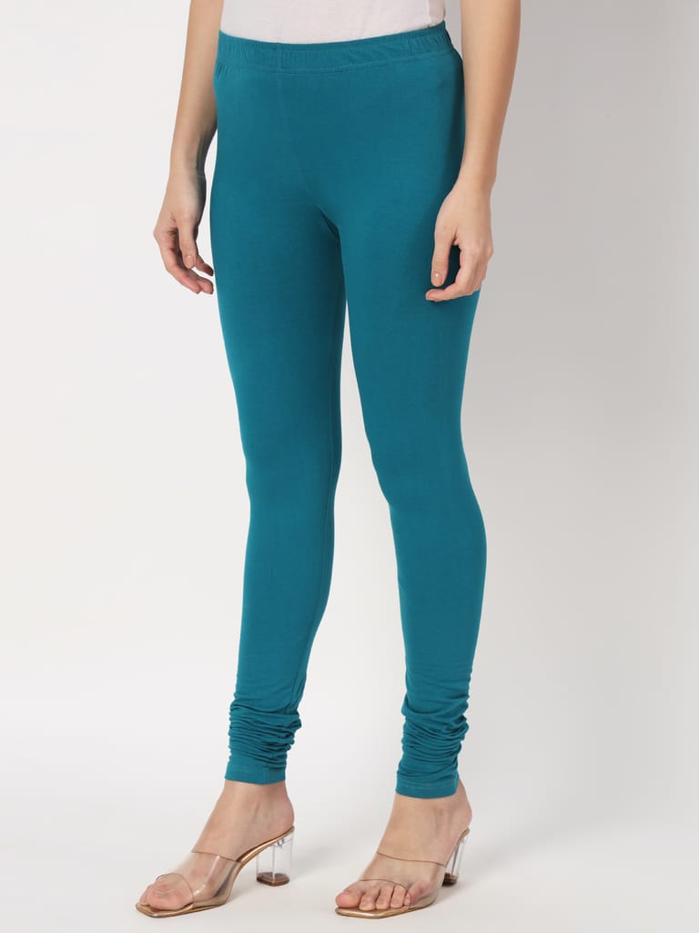 SOFT COLORS Women's Skinny Fit Ethnic Wear Churidar Leggings (Sea Blue)