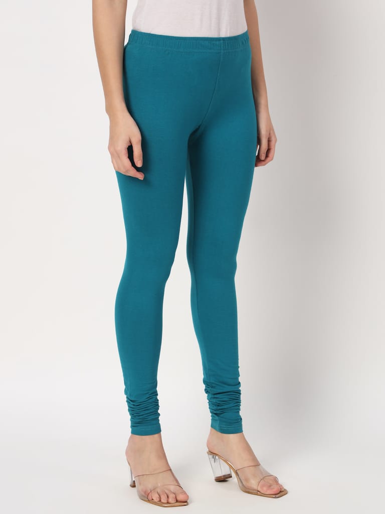 SOFT COLORS Women's Skinny Fit Ethnic Wear Churidar Leggings (Sea Blue)