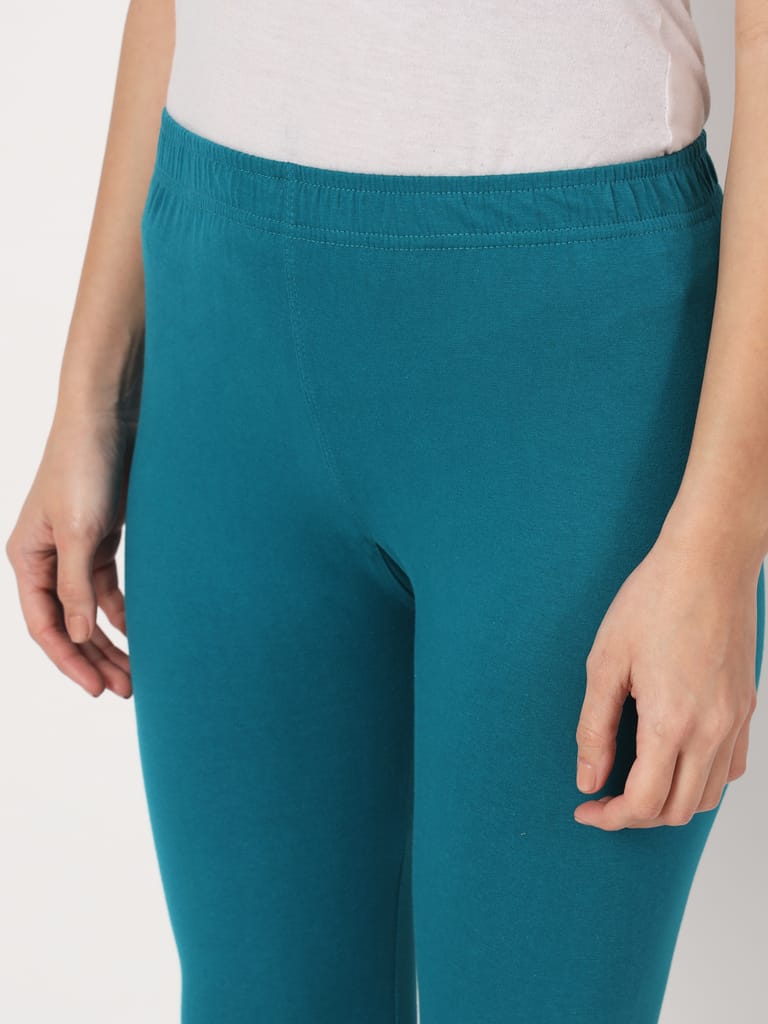 SOFT COLORS Women's Skinny Fit Ethnic Wear Churidar Leggings (Sea Blue)
