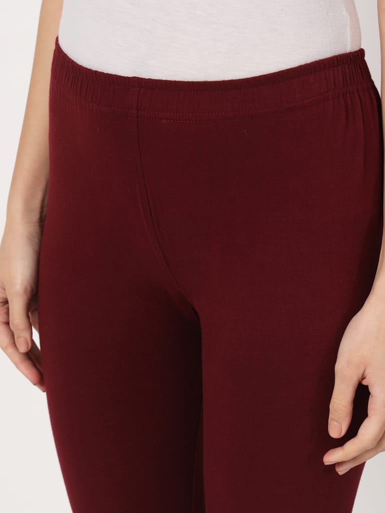 SOFT COLORS Women's Skinny Fit Ethnic Wear Churidar Leggings (Wine)