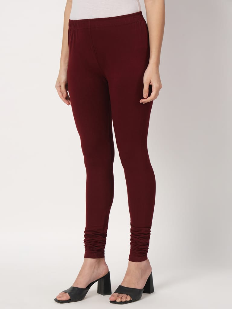 SOFT COLORS Women's Skinny Fit Ethnic Wear Churidar Leggings (Wine)