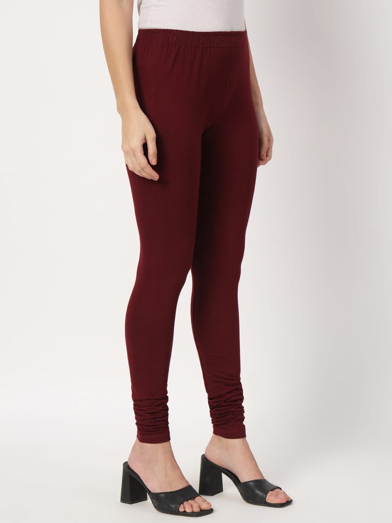 SOFT COLORS Women's Skinny Fit Ethnic Wear Churidar Leggings (Wine)