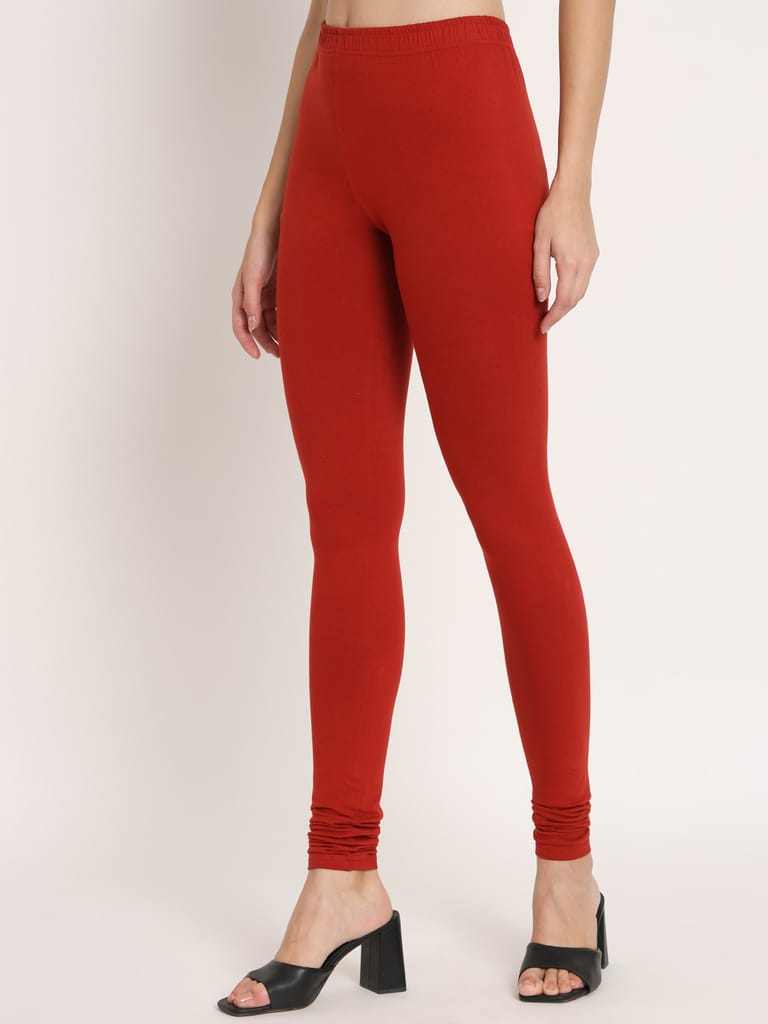 SOFT COLORS Women's Skinny Fit Ethnic Wear Churidar Leggings (Rust)