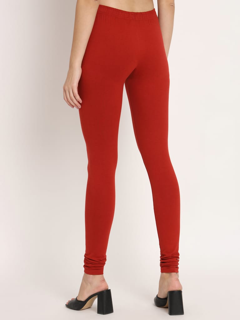 SOFT COLORS Women's Skinny Fit Ethnic Wear Churidar Leggings (Rust)