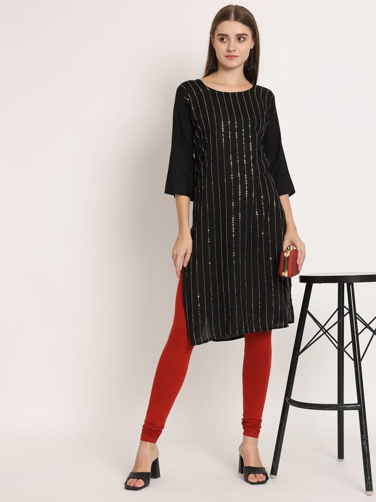 SOFT COLORS Women's Skinny Fit Ethnic Wear Churidar Leggings (Rust)