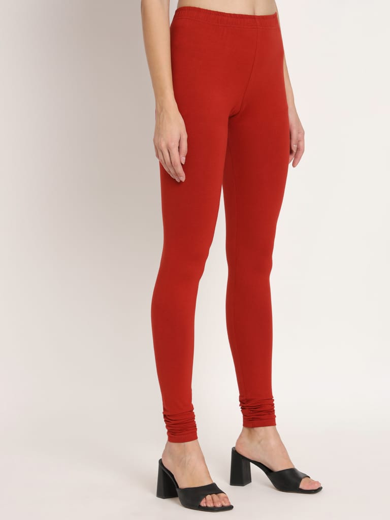 SOFT COLORS Women's Skinny Fit Ethnic Wear Churidar Leggings (Rust)