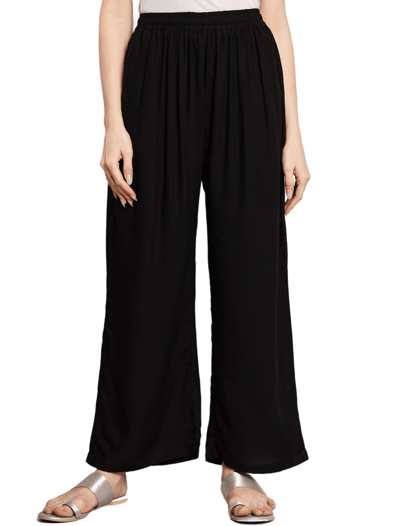 Soft Colors Regular Fit Pocket Palazzo (Black)