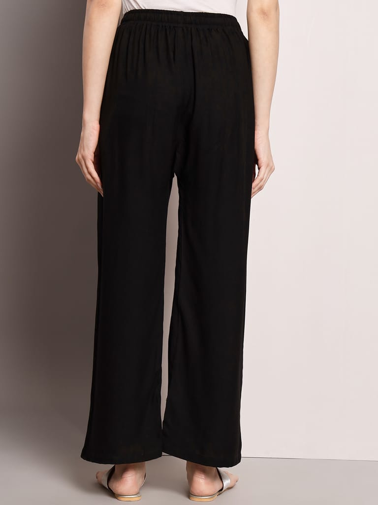 Soft Colors Regular Fit Pocket Palazzo (Black)