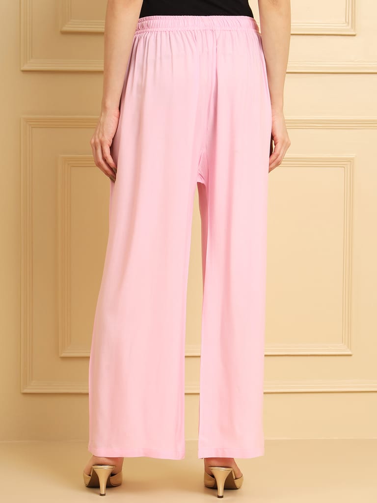 Soft Colors Regular Fit Pocket Palazzo (Baby Pink)