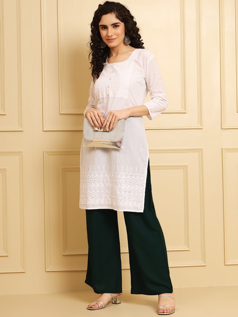 Soft Colors Regular Fit Pocket Palazzo (Bottle Green)