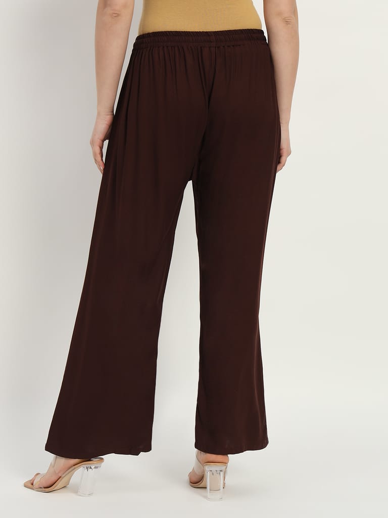 Soft Colors Regular Fit Pocket Palazzo (Brown)