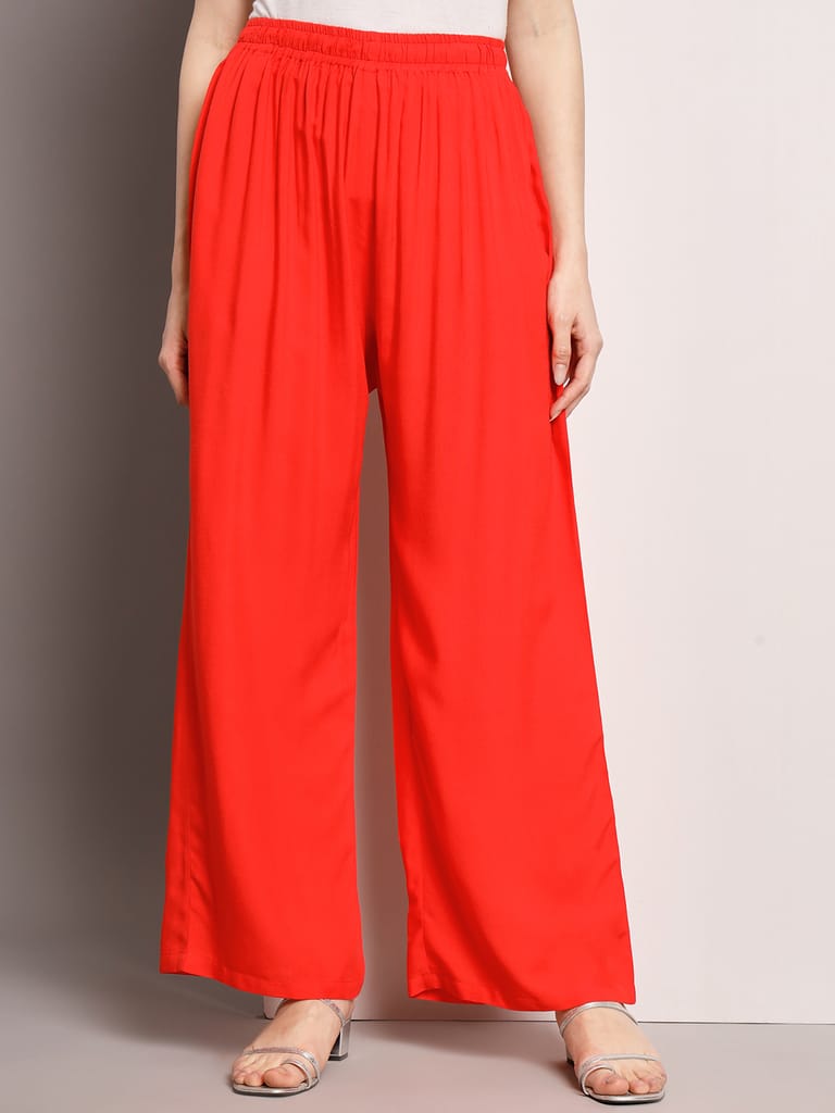 Soft Colors Regular Fit Pocket Palazzo (Gajari)