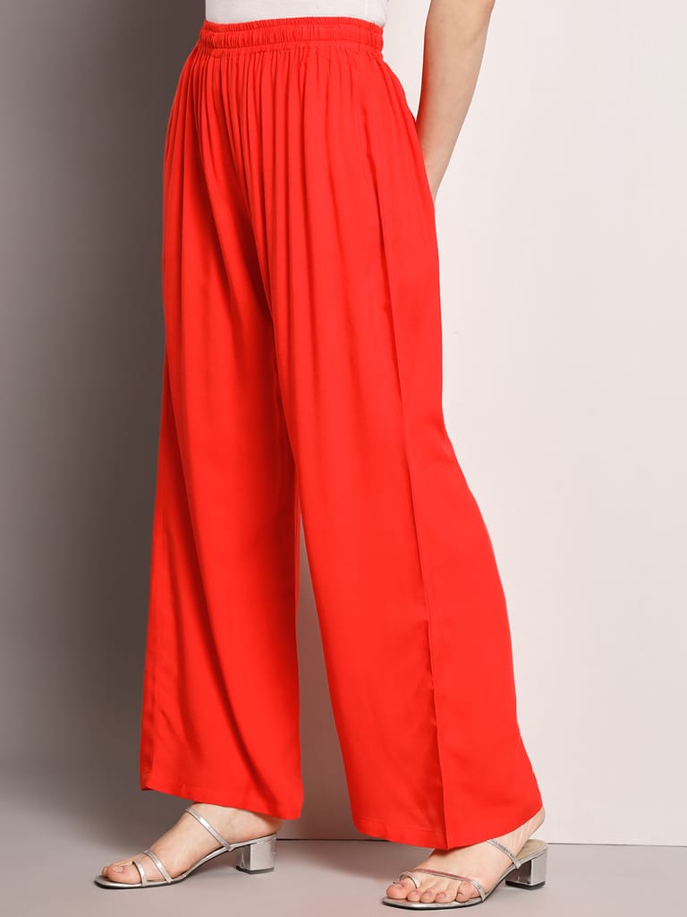 Soft Colors Regular Fit Pocket Palazzo (Gajari)