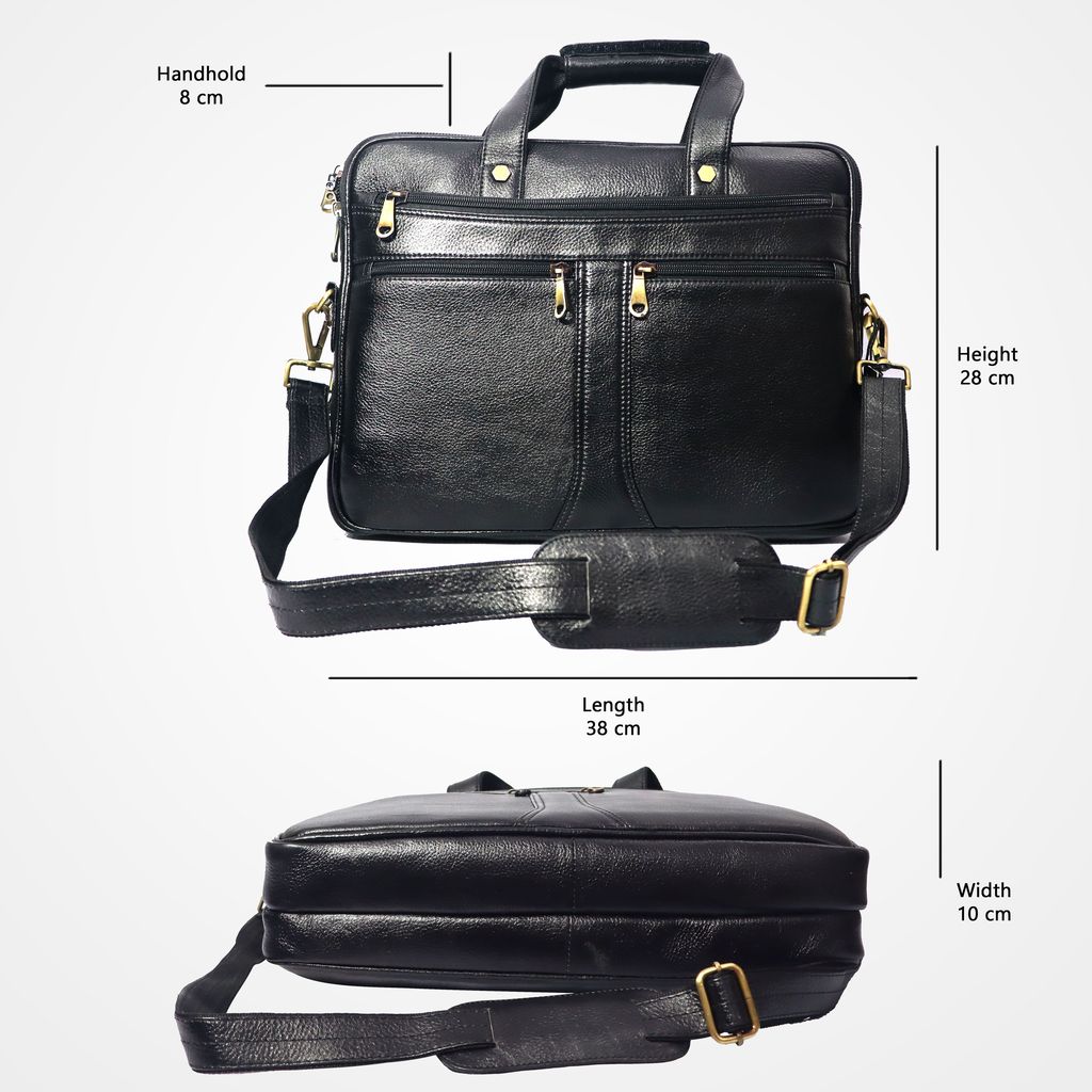 FHS OfficeElite Genuine Leather Laptop Briefcase: Where Professionalism Meets Style