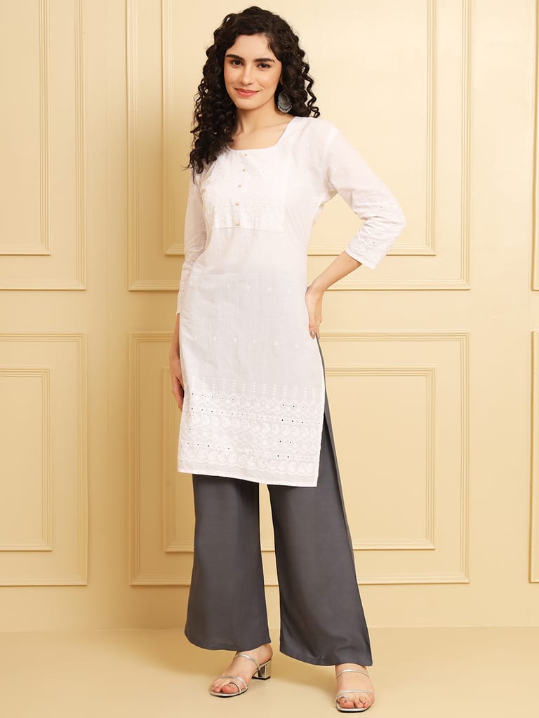 Soft Colors Regular Fit Pocket Palazzo (Dark Grey)