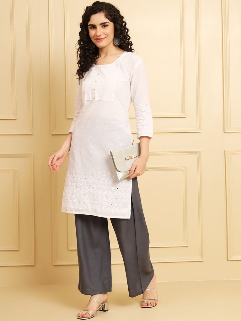 Soft Colors Regular Fit Pocket Palazzo (Dark Grey)