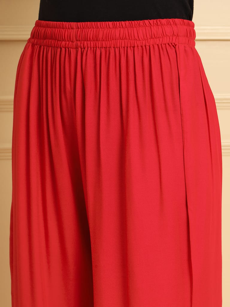 Soft Colors Regular Fit Pocket Palazzo (Magenta)