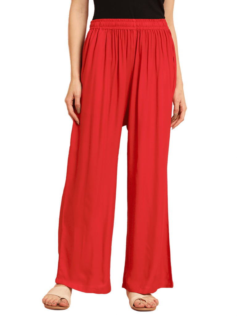 Soft Colors Regular Fit Pocket Palazzo (Magenta)