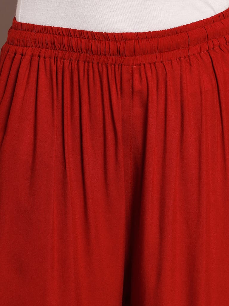 Soft Colors Regular Fit Pocket Palazzo (Maroon)